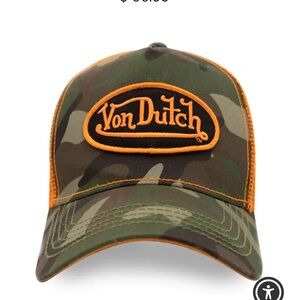 Von Dutch Camouflage Trucker Hat with Orange Trim